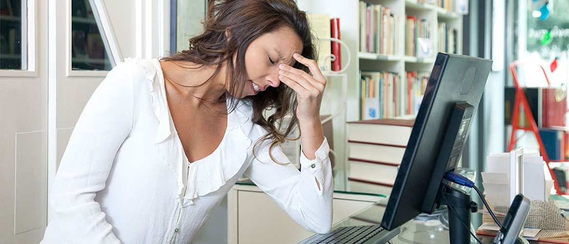 a person suffering from eye strain