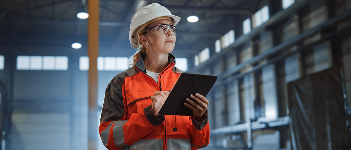 Supervisor conducting an accident investigation