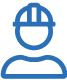 Line art icon of a person wearing a hard hat